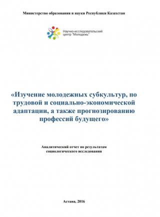 Аналитический отчет  «Изучение молодежных субкультур, по трудовой и социально-экономической адаптации, а также прогнозированию профессий будущего», 2016 