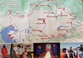 Молодежь Мангистауского района встретила пенсионера-путешественника из Улытау